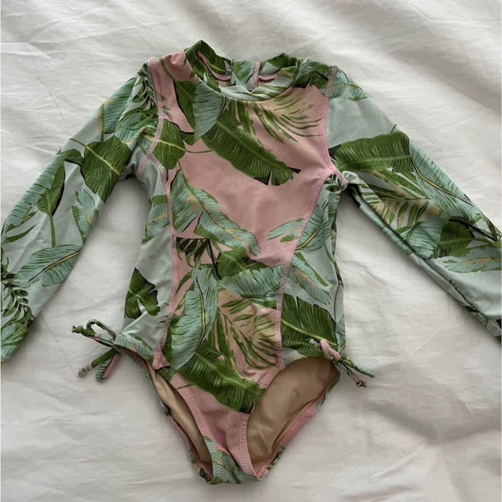4T Shade Critters Tropical Leaf Print Long Sleeve Swimsuit